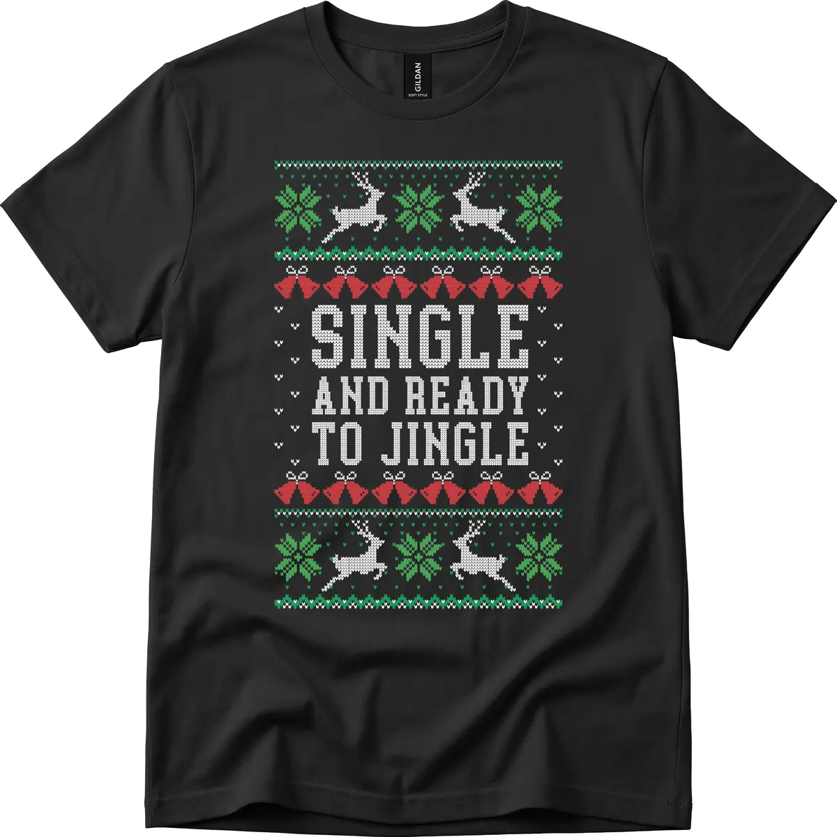 Single And Ready To Jingle T-Shirt in Black