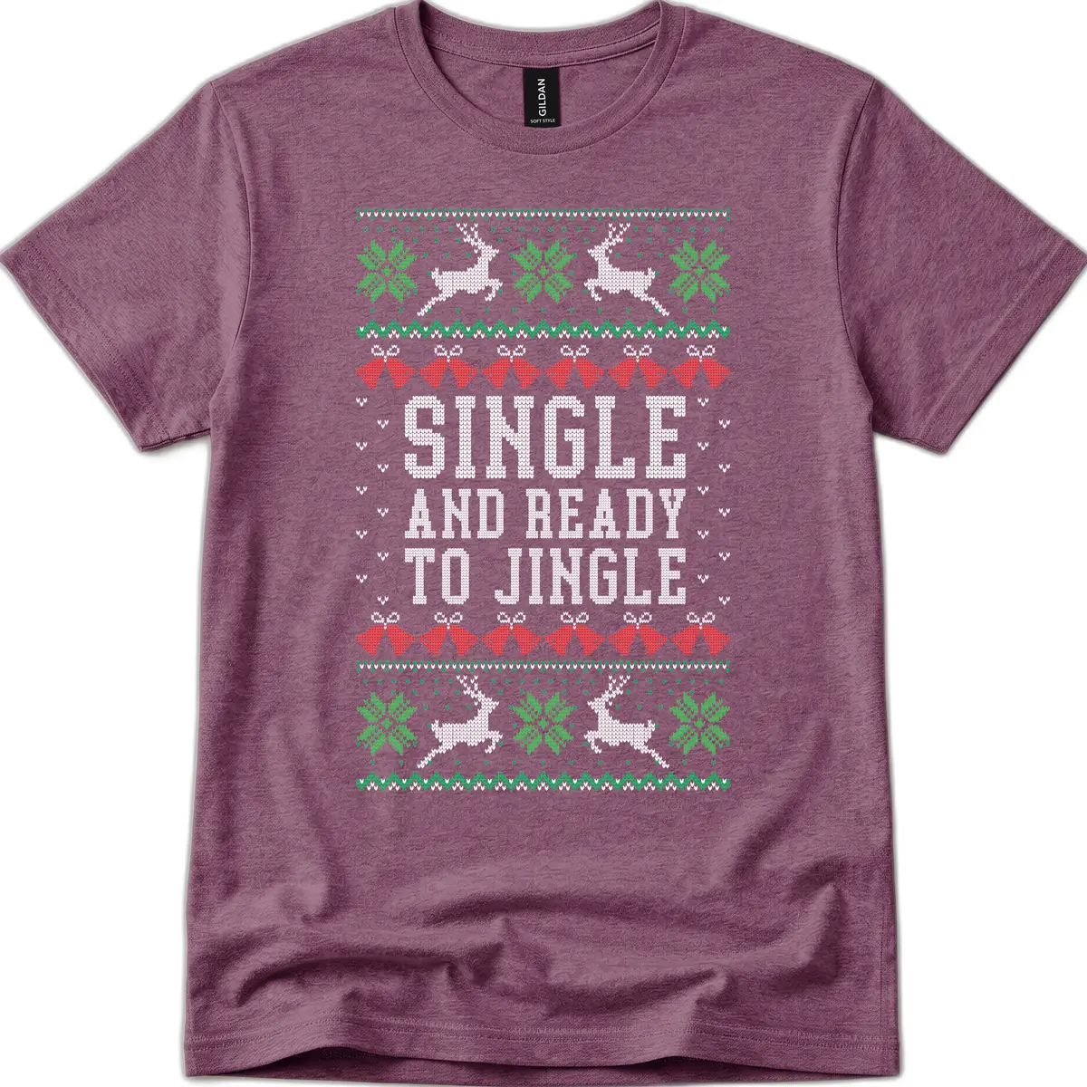 Single And Ready To Jingle T-Shirt in Heather Maroon