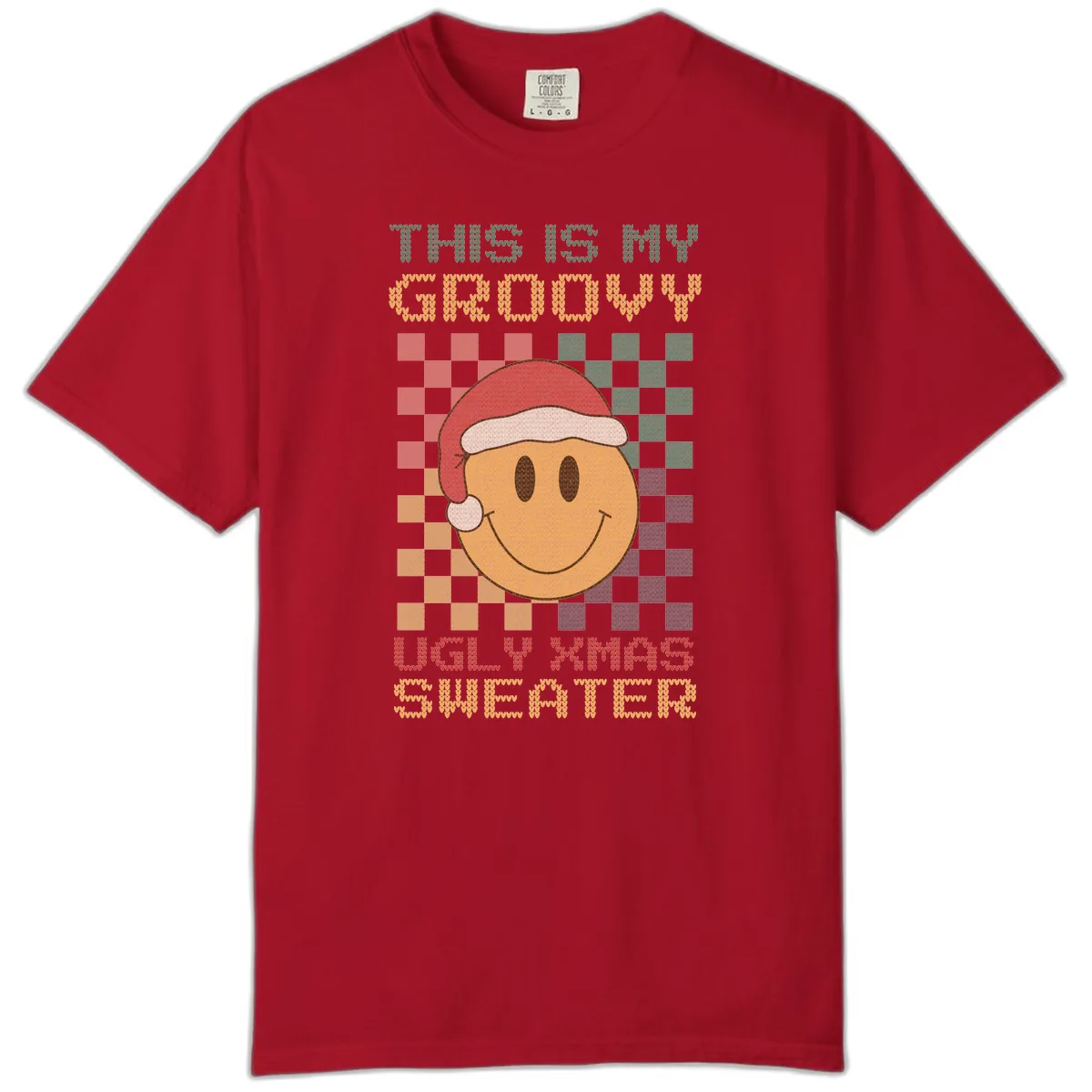 This Is My Groovy Ugly Xmas Sweater Comfort Color in Red