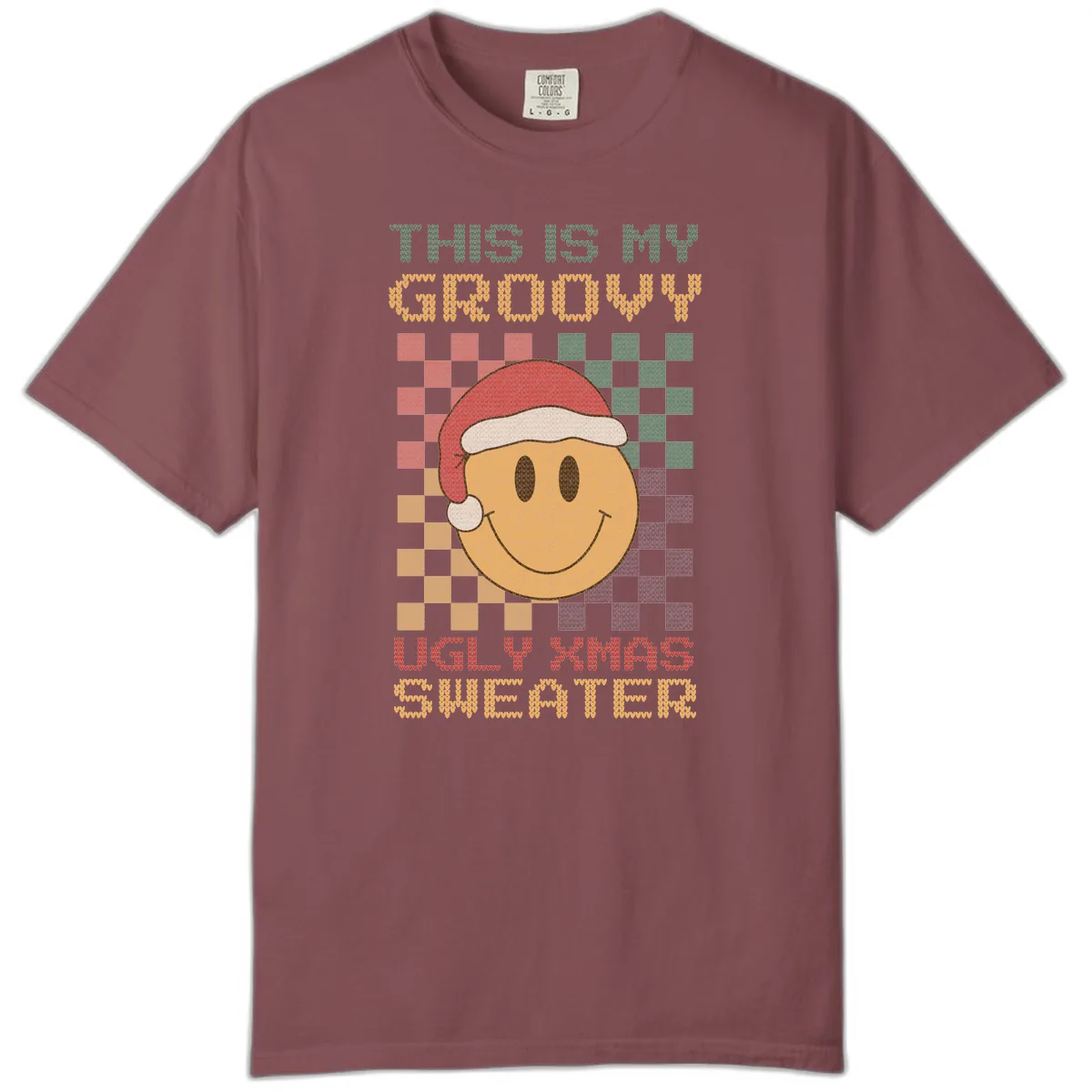 This Is My Groovy Ugly Xmas Sweater Comfort Color in Brick