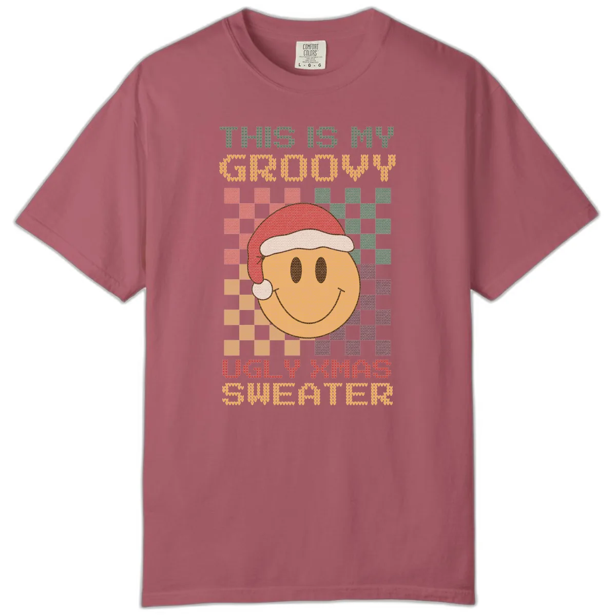 This Is My Groovy Ugly Xmas Sweater Comfort Color in Crimson