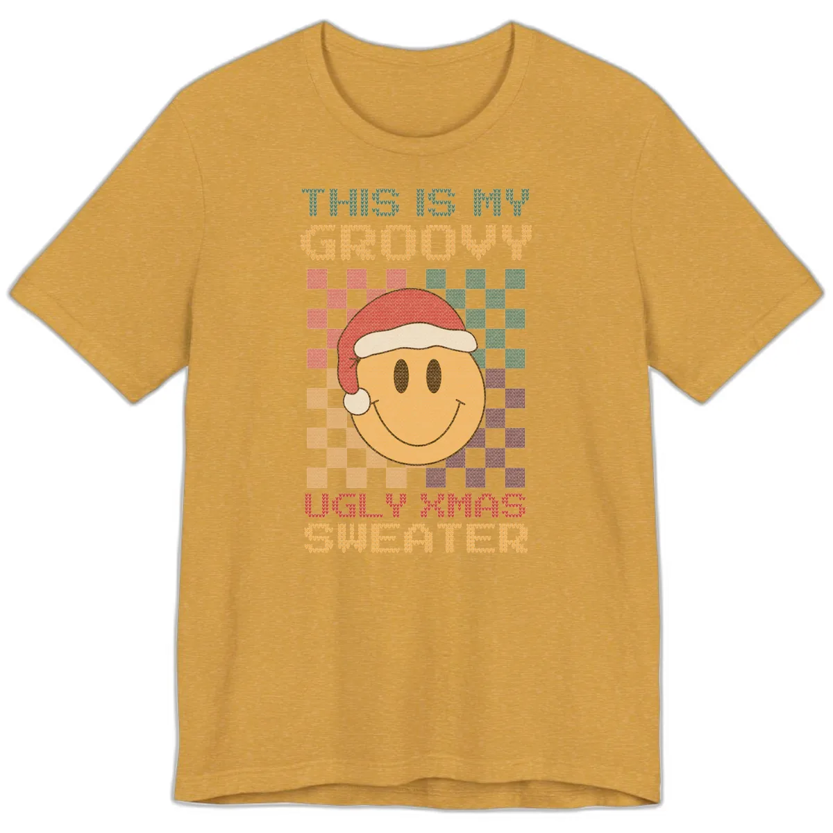 This Is My Groovy Ugly Xmas Sweater Premium T-Shirt in Heather Mustard