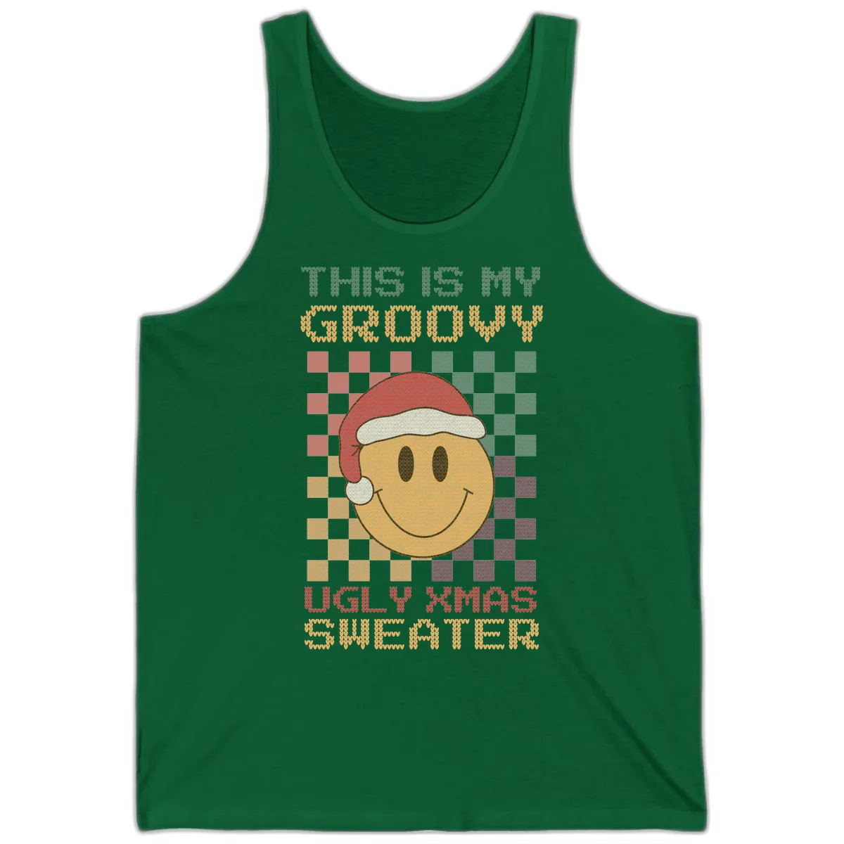 This Is My Groovy Ugly Xmas Sweater Tank in Kelly
