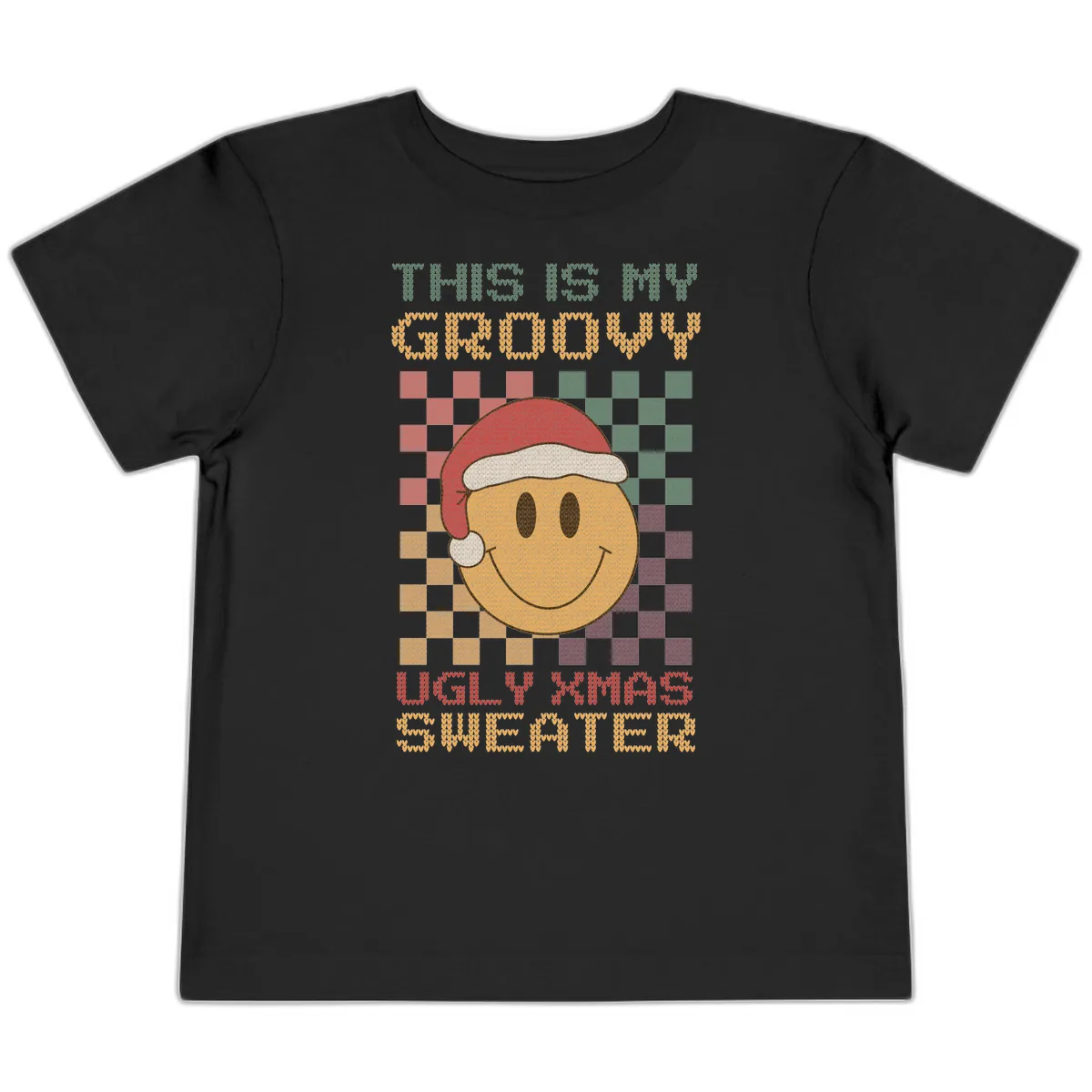 This Is My Groovy Ugly Xmas Sweater Toddler T-Shirt in Black