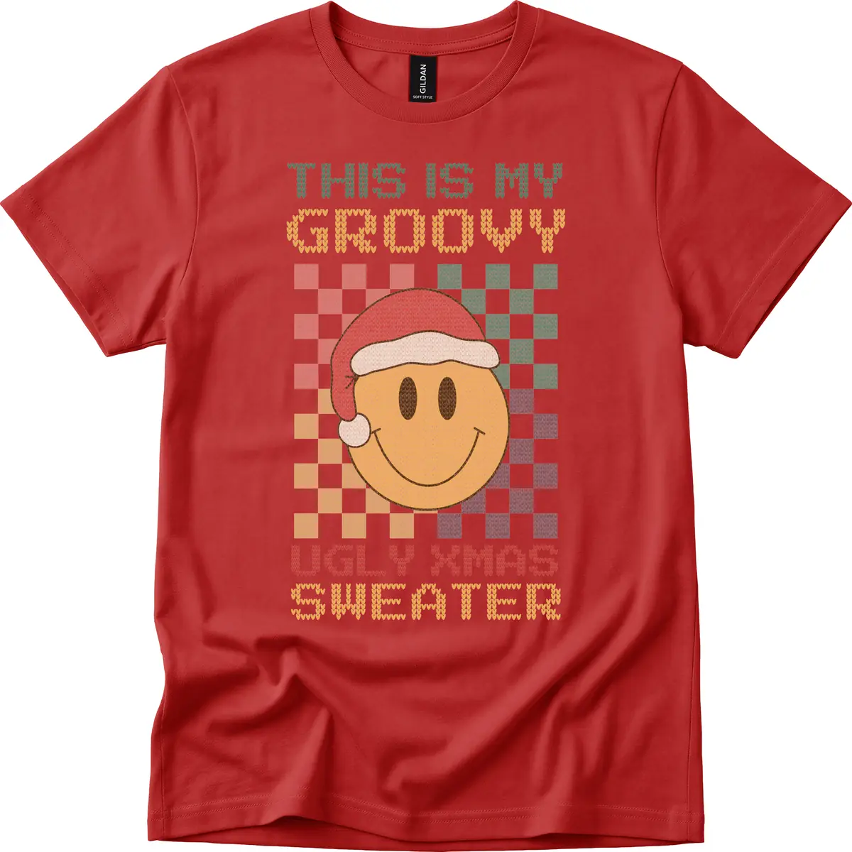 This Is My Groovy Ugly Xmas Sweater T-Shirt in Red