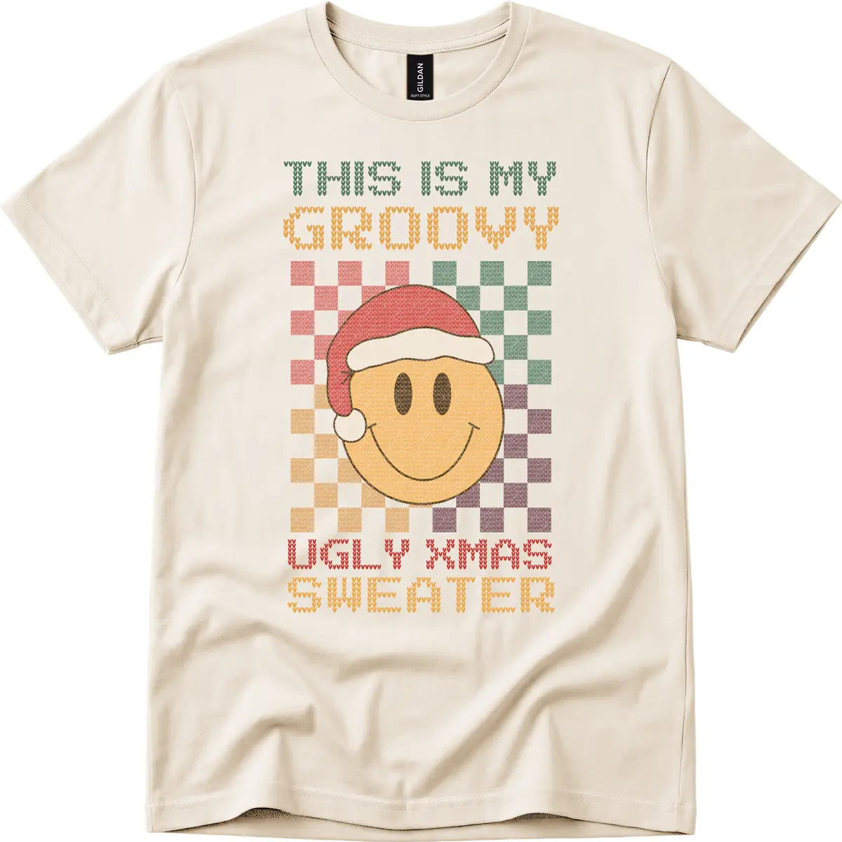 This Is My Groovy Ugly Xmas Sweater T-Shirt in Natural