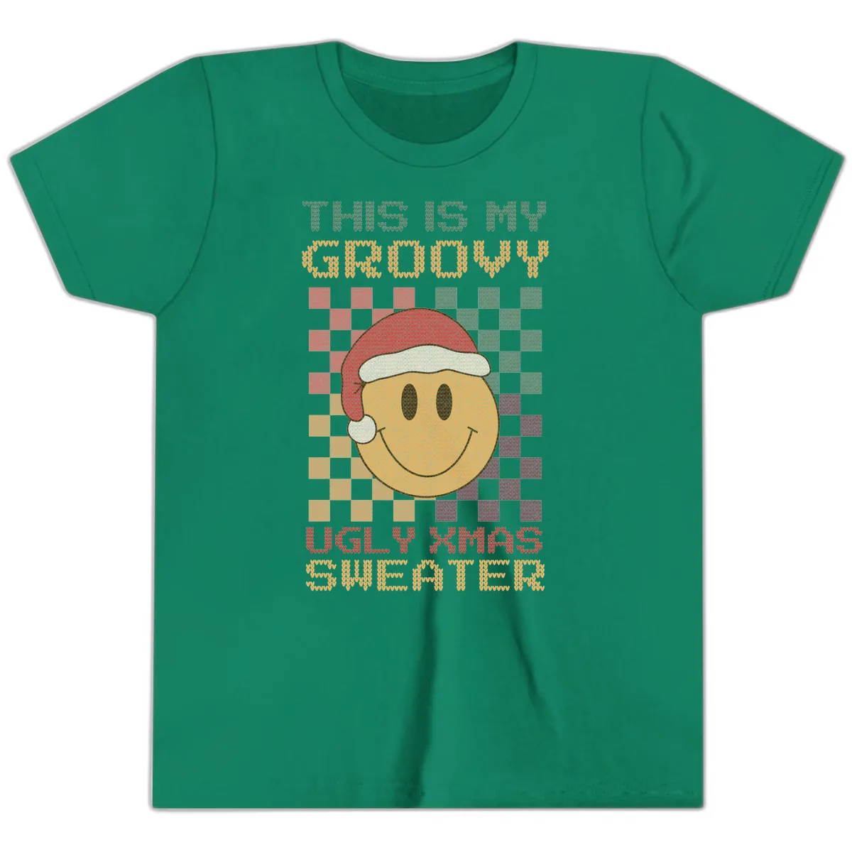 This Is My Groovy Ugly Xmas Sweater Youth T-Shirt in Kelly