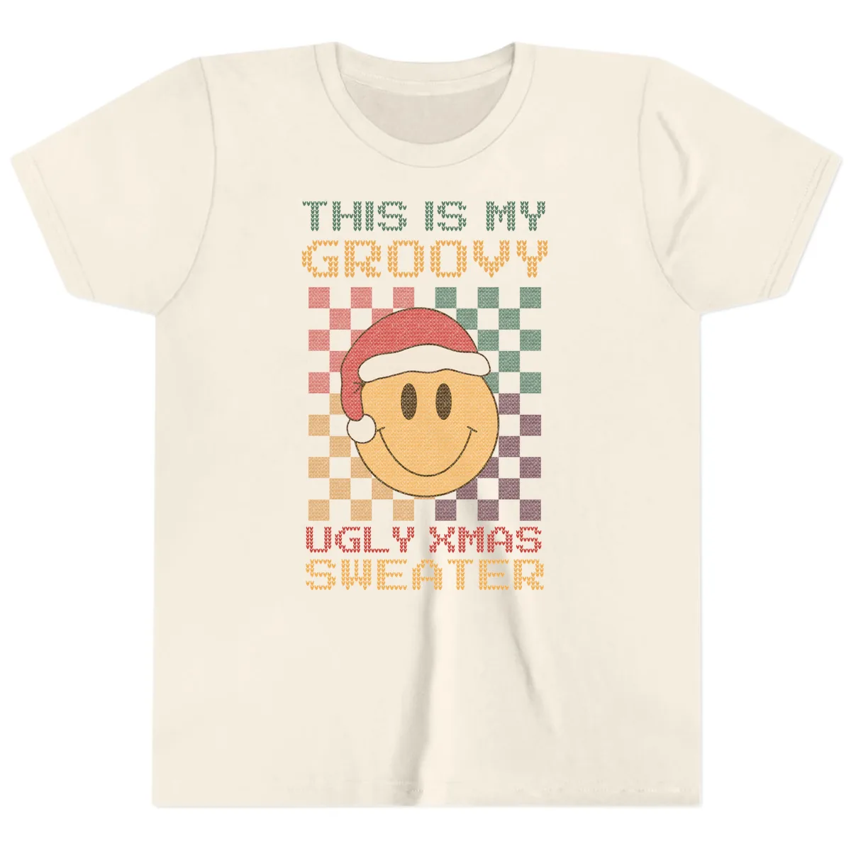 This Is My Groovy Ugly Xmas Sweater Youth T-Shirt in Natural