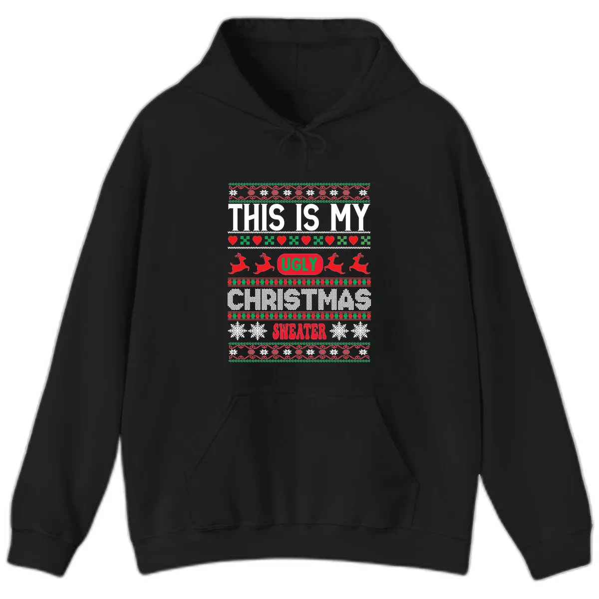 This Is My Ugly Christmas Sweater Hoodie in Black
