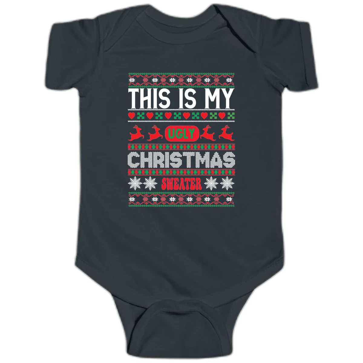 This Is My Ugly Christmas Sweater Baby Onesie in Black