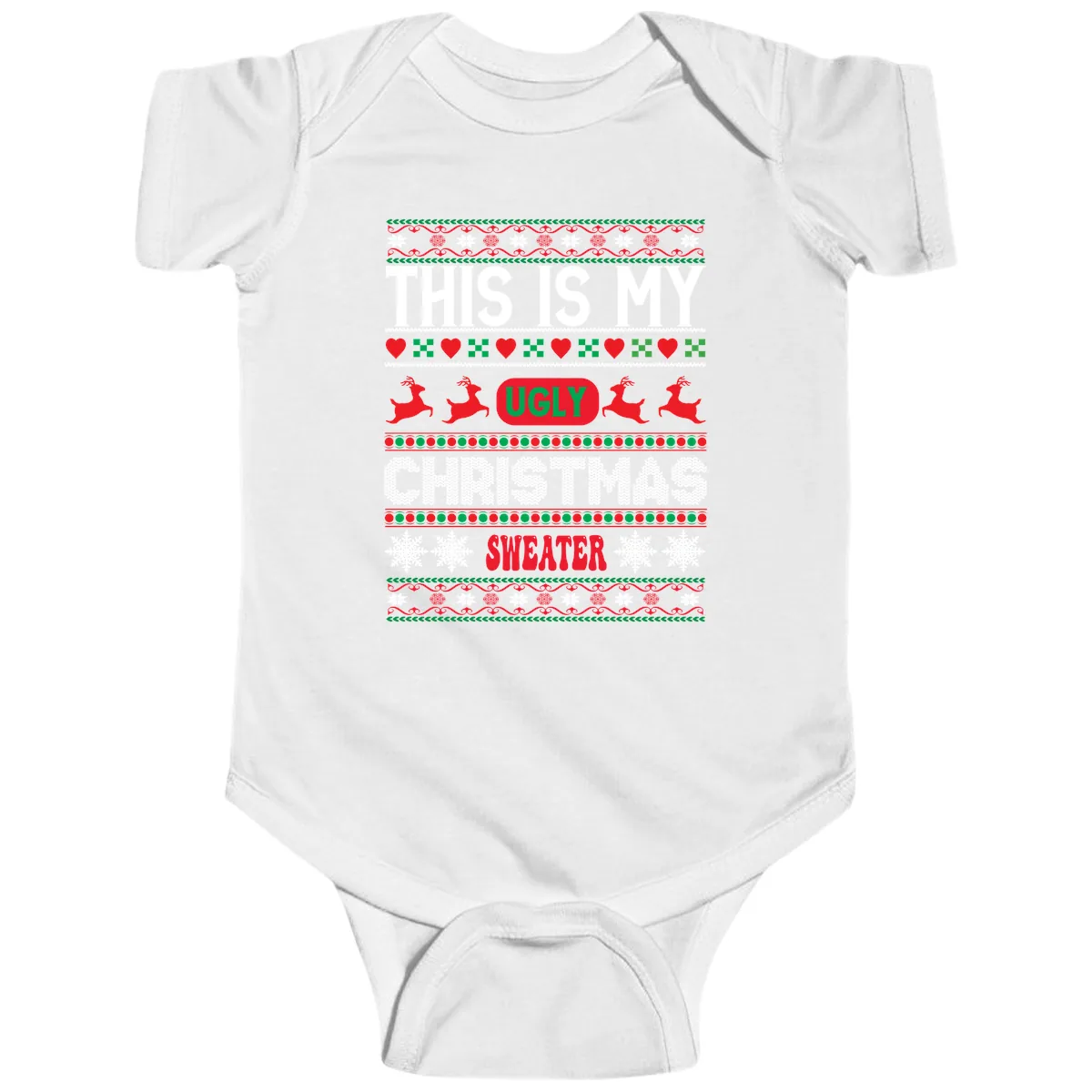 This Is My Ugly Christmas Sweater Baby Onesie in White
