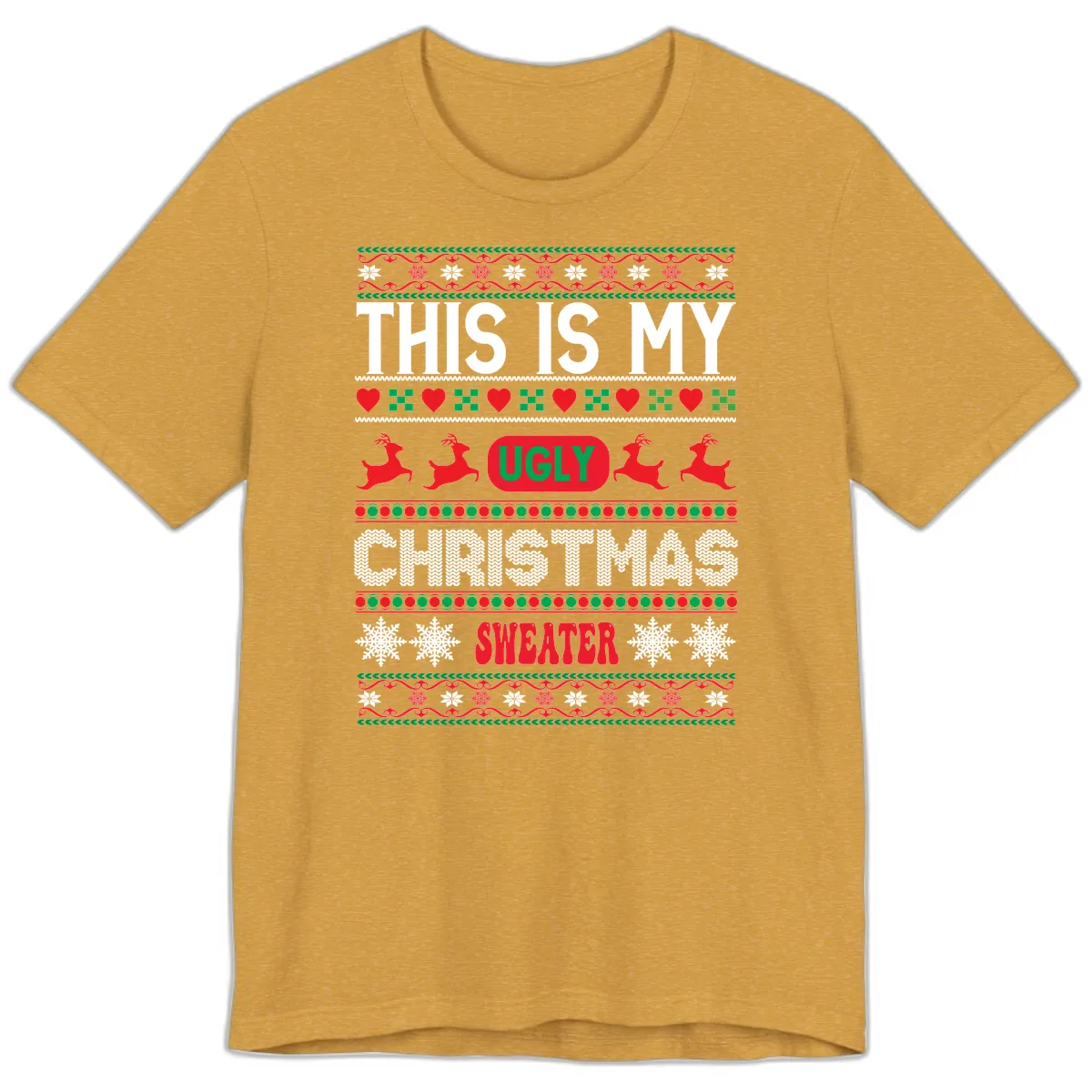 This Is My Ugly Christmas Sweater Premium T-Shirt in Heather Mustard