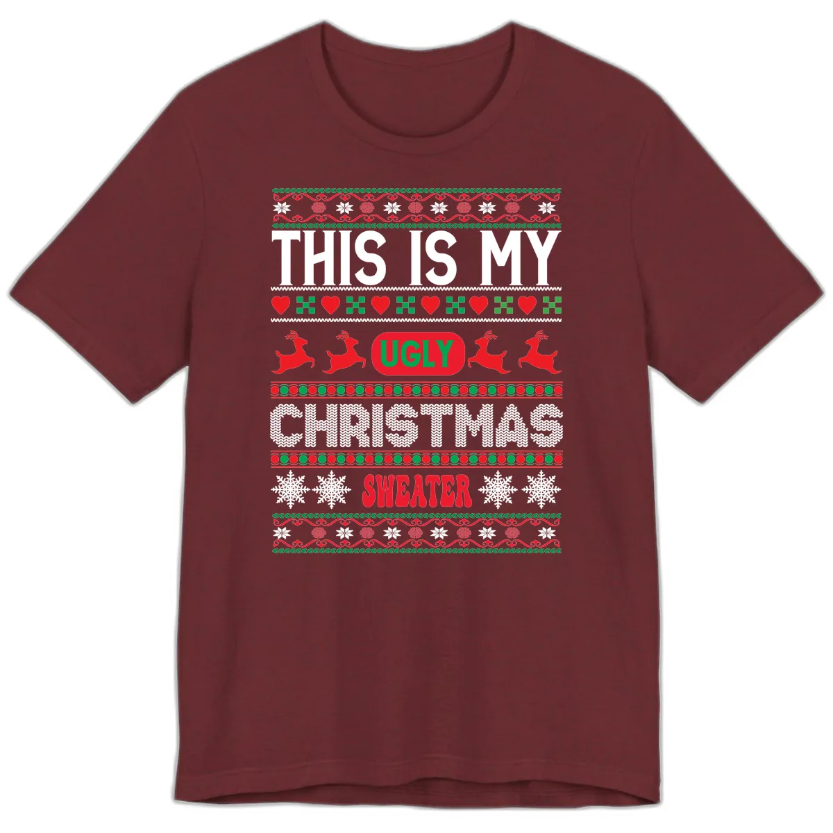 This Is My Ugly Christmas Sweater Premium T-Shirt in Heather Cardinal
