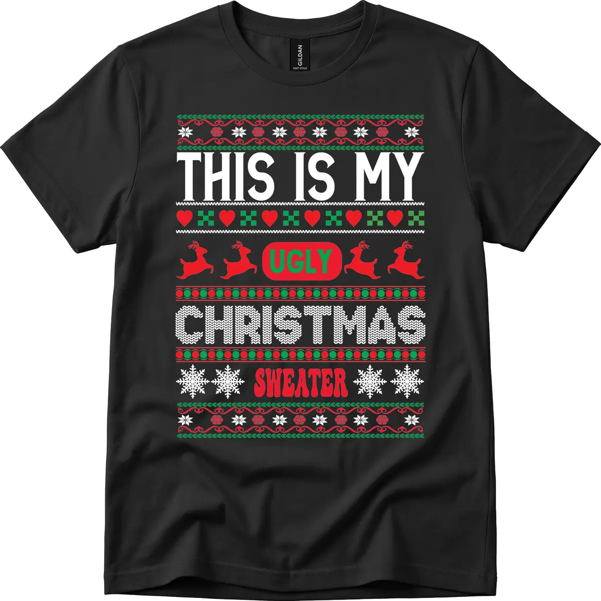 This Is My Ugly Christmas Sweater T-Shirt in Black