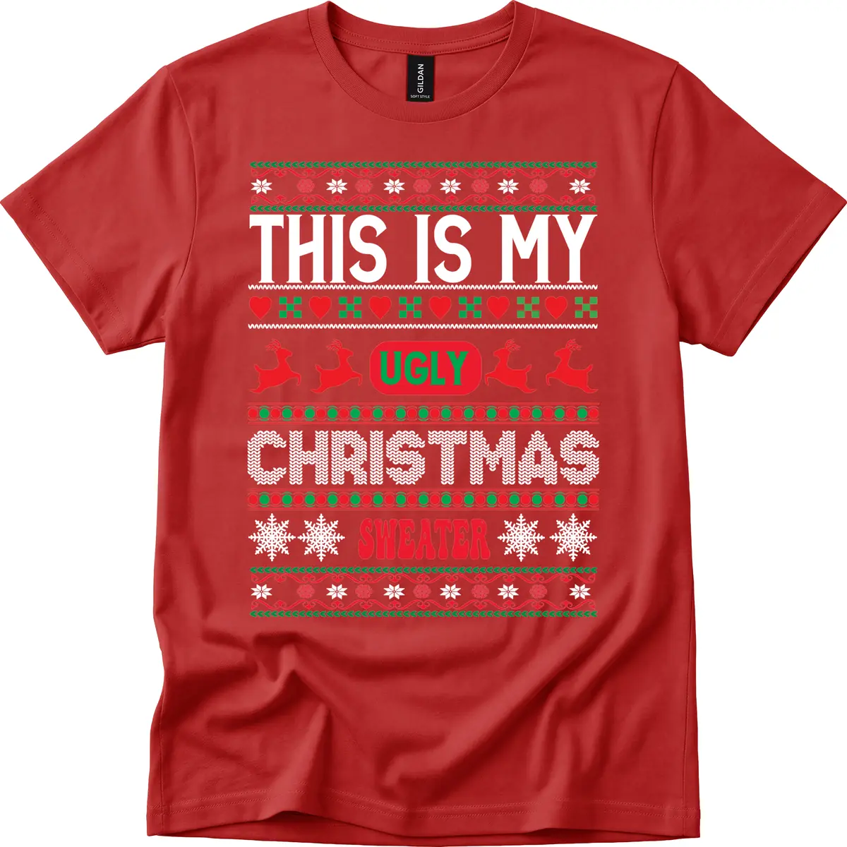 This Is My Ugly Christmas Sweater T-Shirt in Red