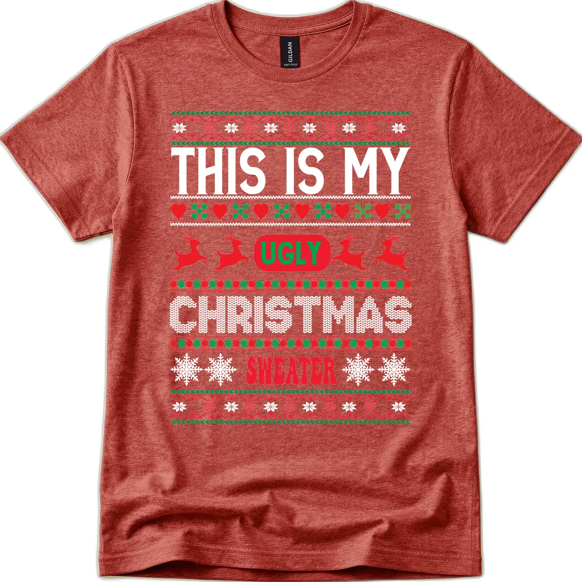 This Is My Ugly Christmas Sweater T-Shirt in Heather Cardinal