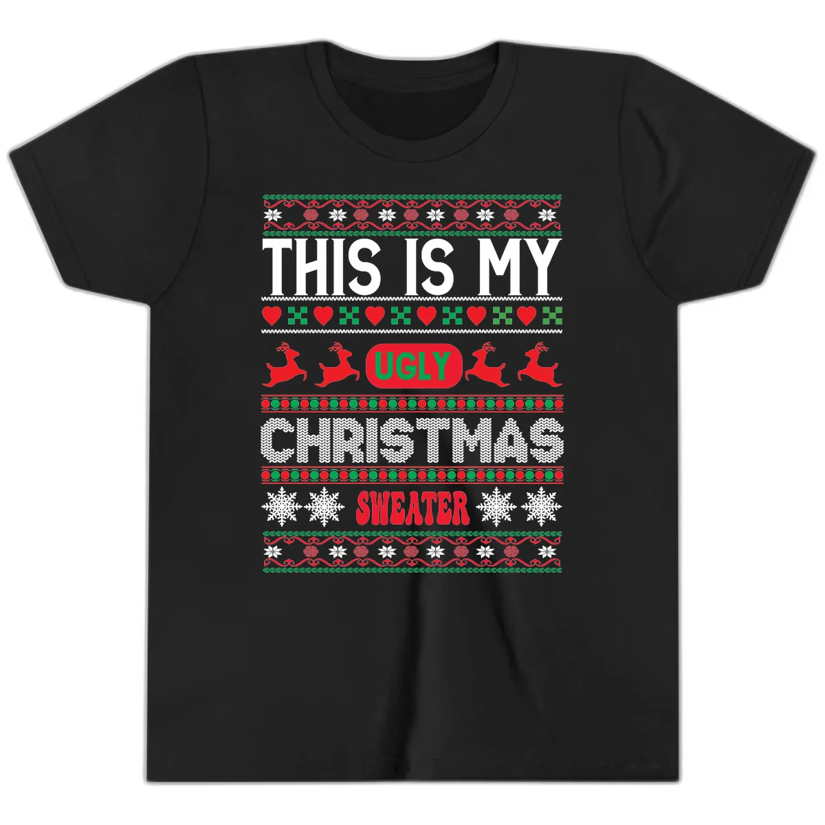 This Is My Ugly Christmas Sweater Youth T-Shirt in Black