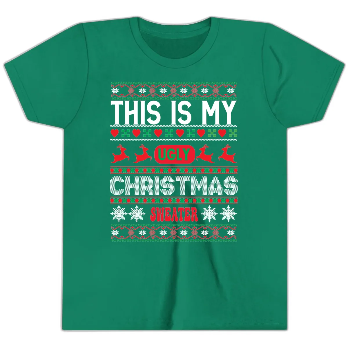 This Is My Ugly Christmas Sweater Youth T-Shirt in Kelly