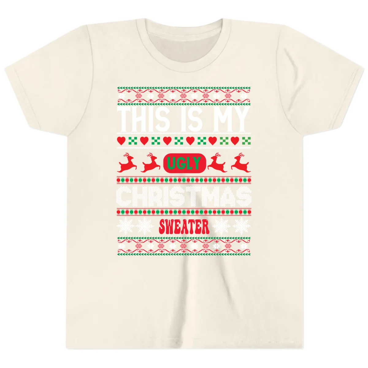 This Is My Ugly Christmas Sweater Youth T-Shirt in Natural
