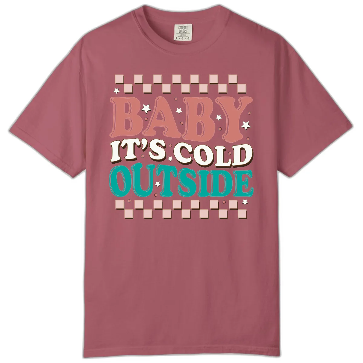 Baby It's Cold Outside Groovy Design Comfort Color in Crimson