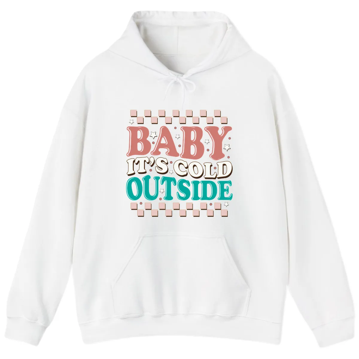 Baby It's Cold Outside Groovy Design Hoodie in White