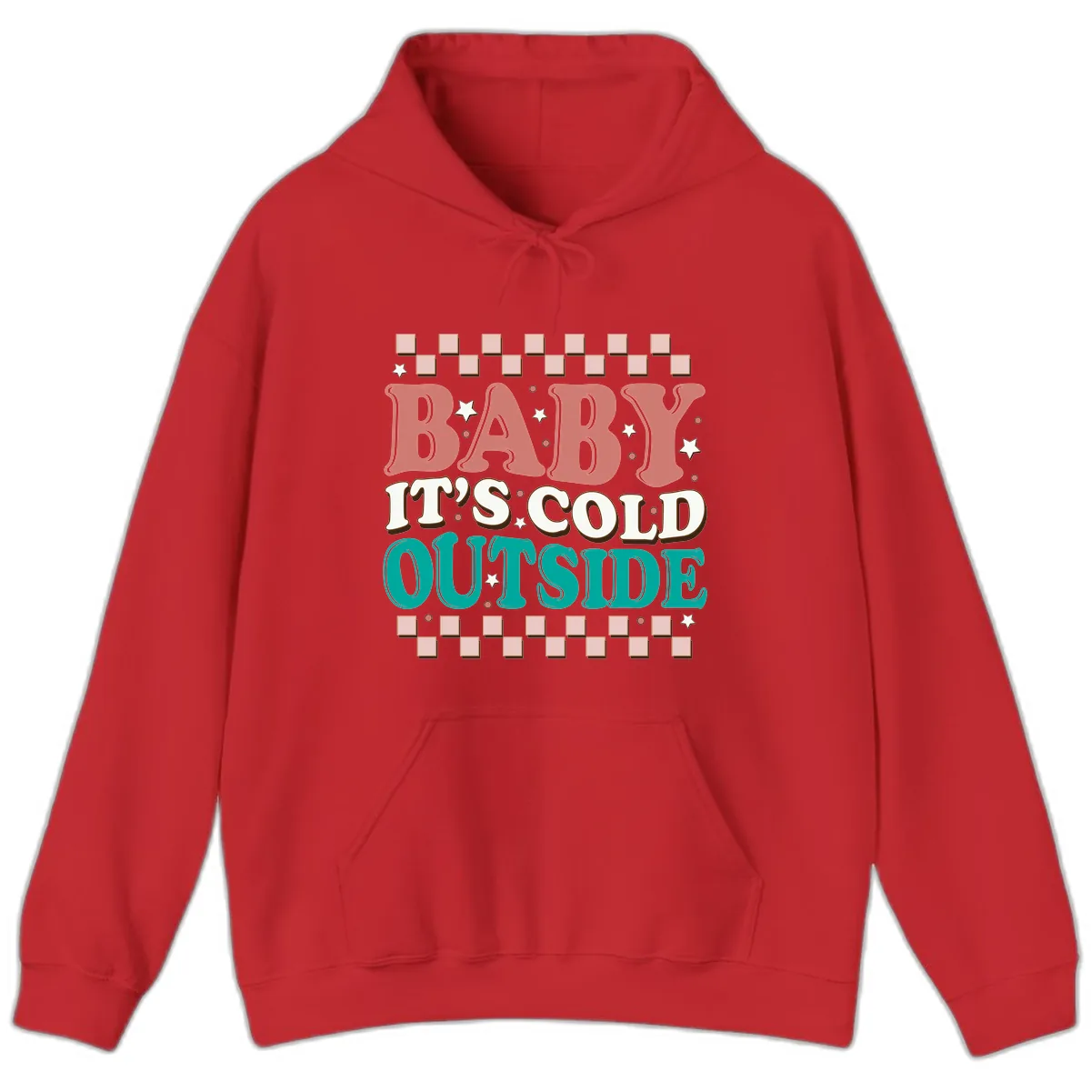 Baby It's Cold Outside Groovy Design Hoodie in Red