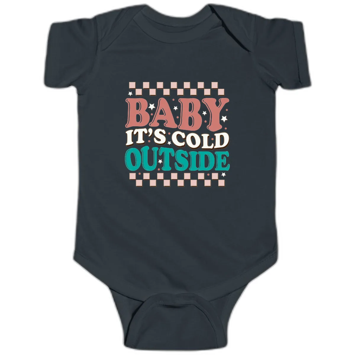 Baby It's Cold Outside Groovy Design Baby Onesie in Black