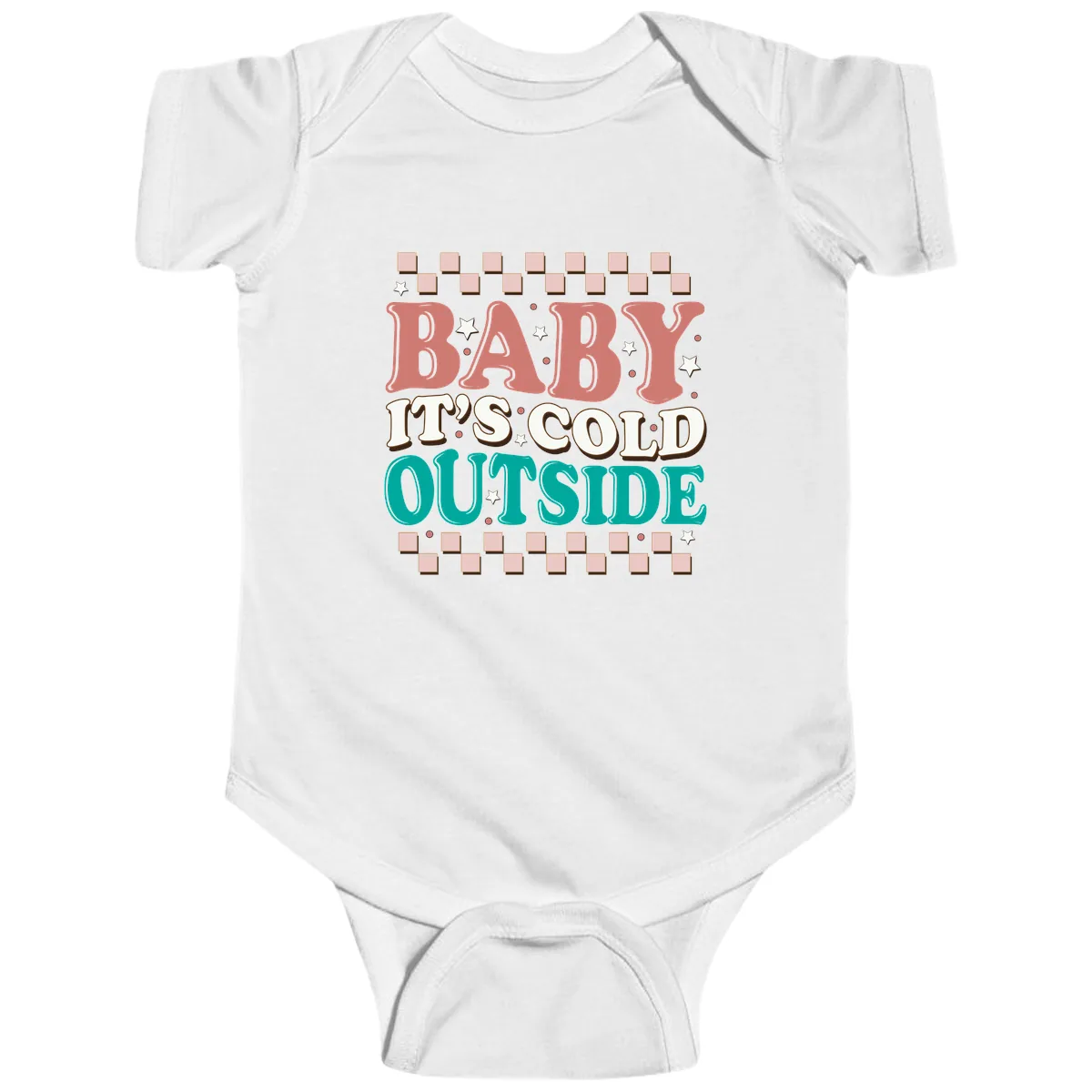 Baby It's Cold Outside Groovy Design Baby Onesie in White