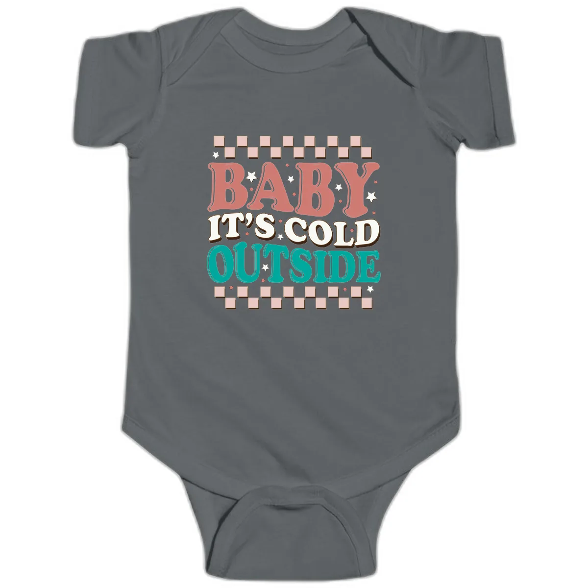 Baby It's Cold Outside Groovy Design Baby Onesie in Charcoal