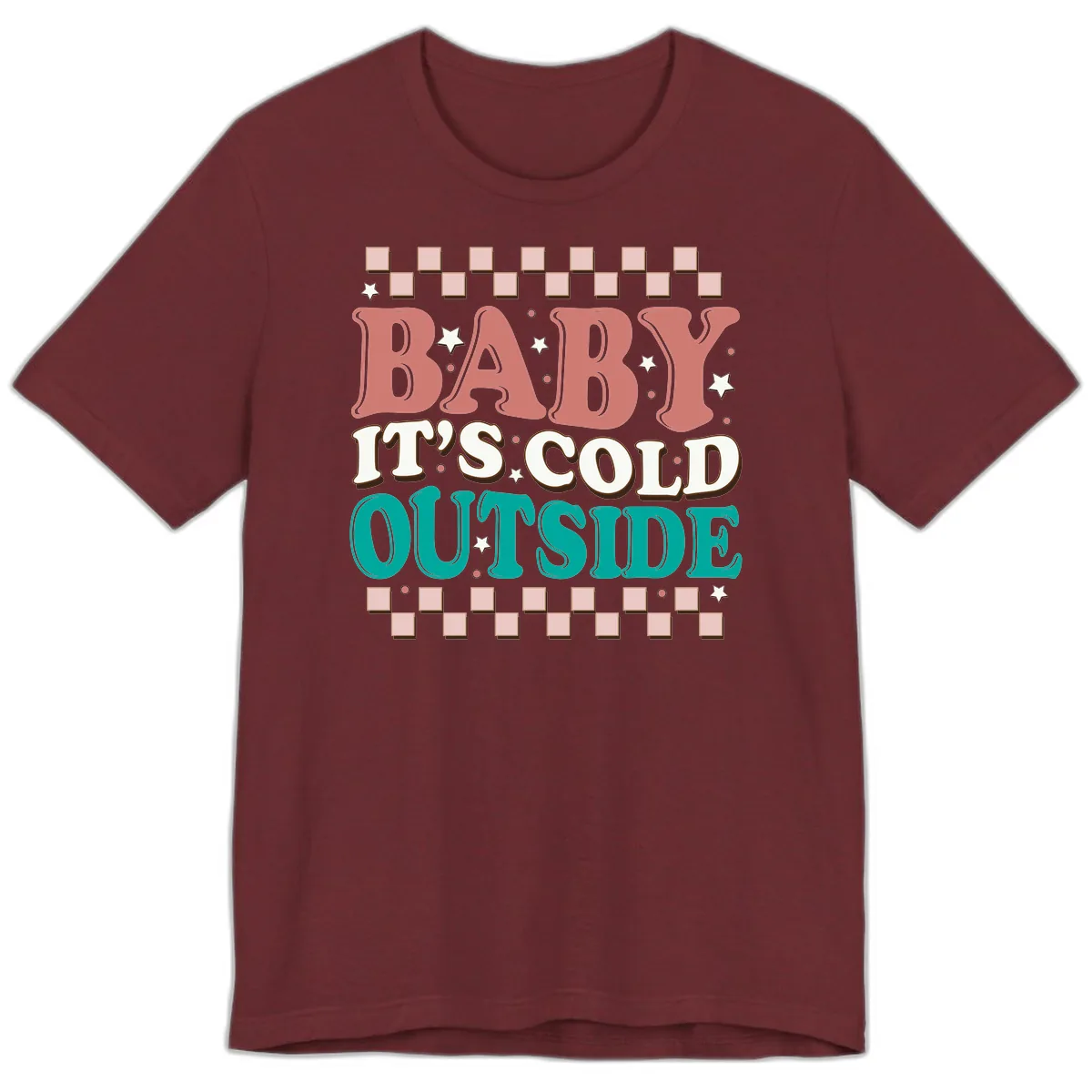 Baby It's Cold Outside Groovy Design Premium T-Shirt in Heather Cardinal