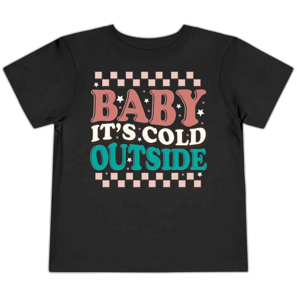 Baby It's Cold Outside Groovy Design Toddler T-Shirt in Black