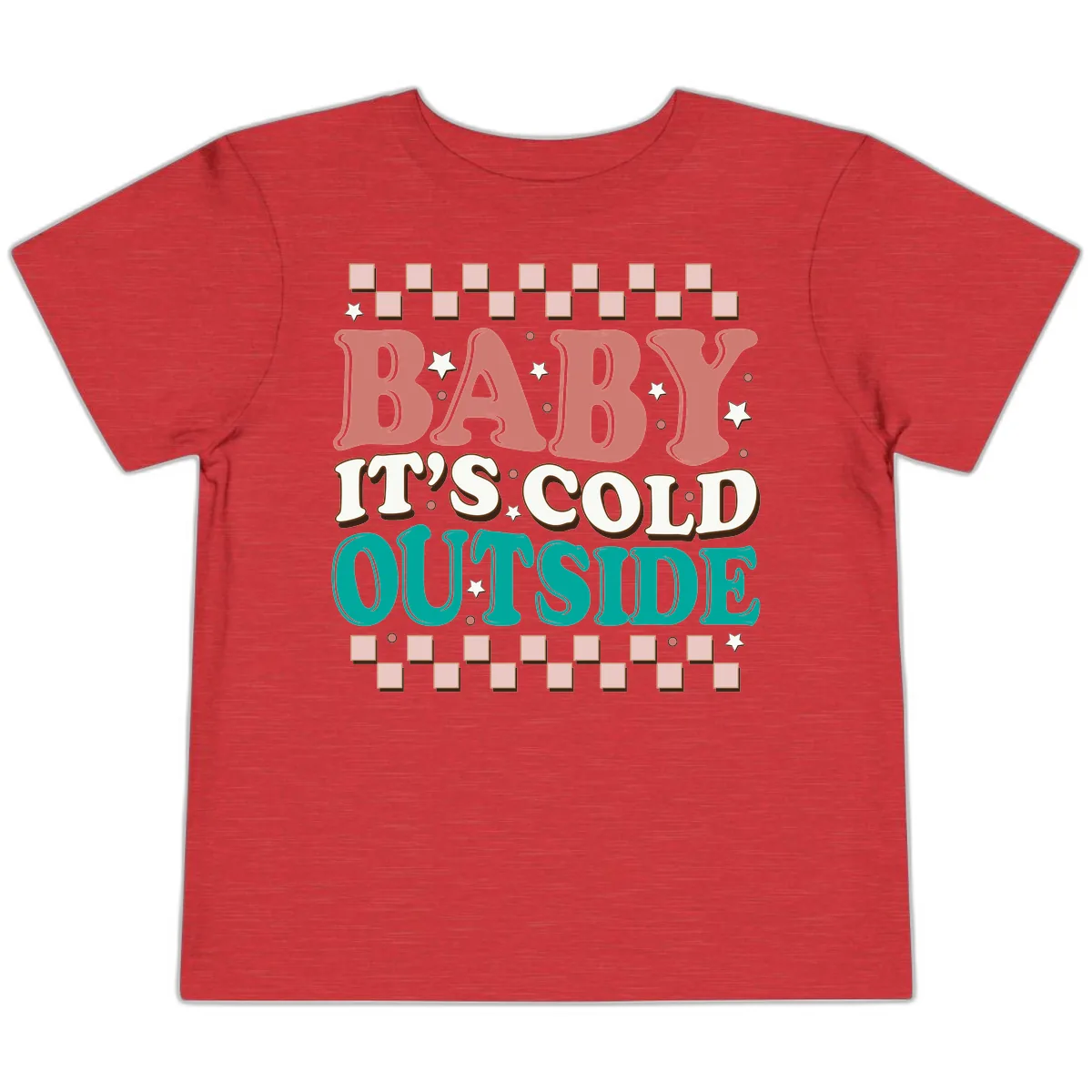 Baby It's Cold Outside Groovy Design Toddler T-Shirt in Heather Red