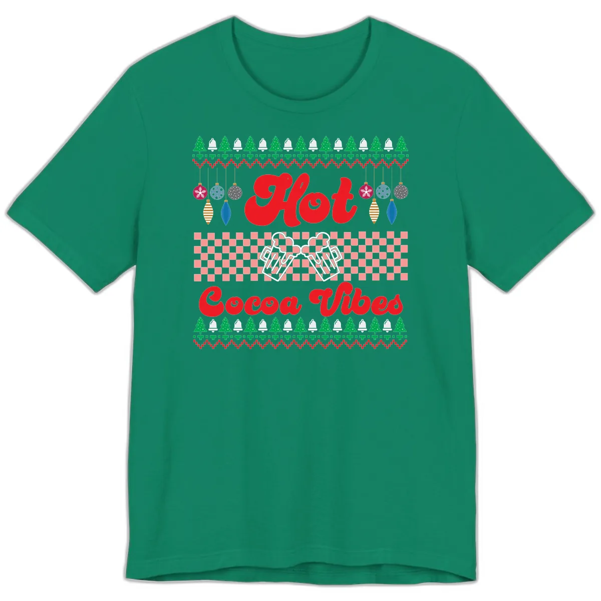 Hot Cocoa Vibes Ugly Christmas Sweater Premium T-Shirt in Kelly