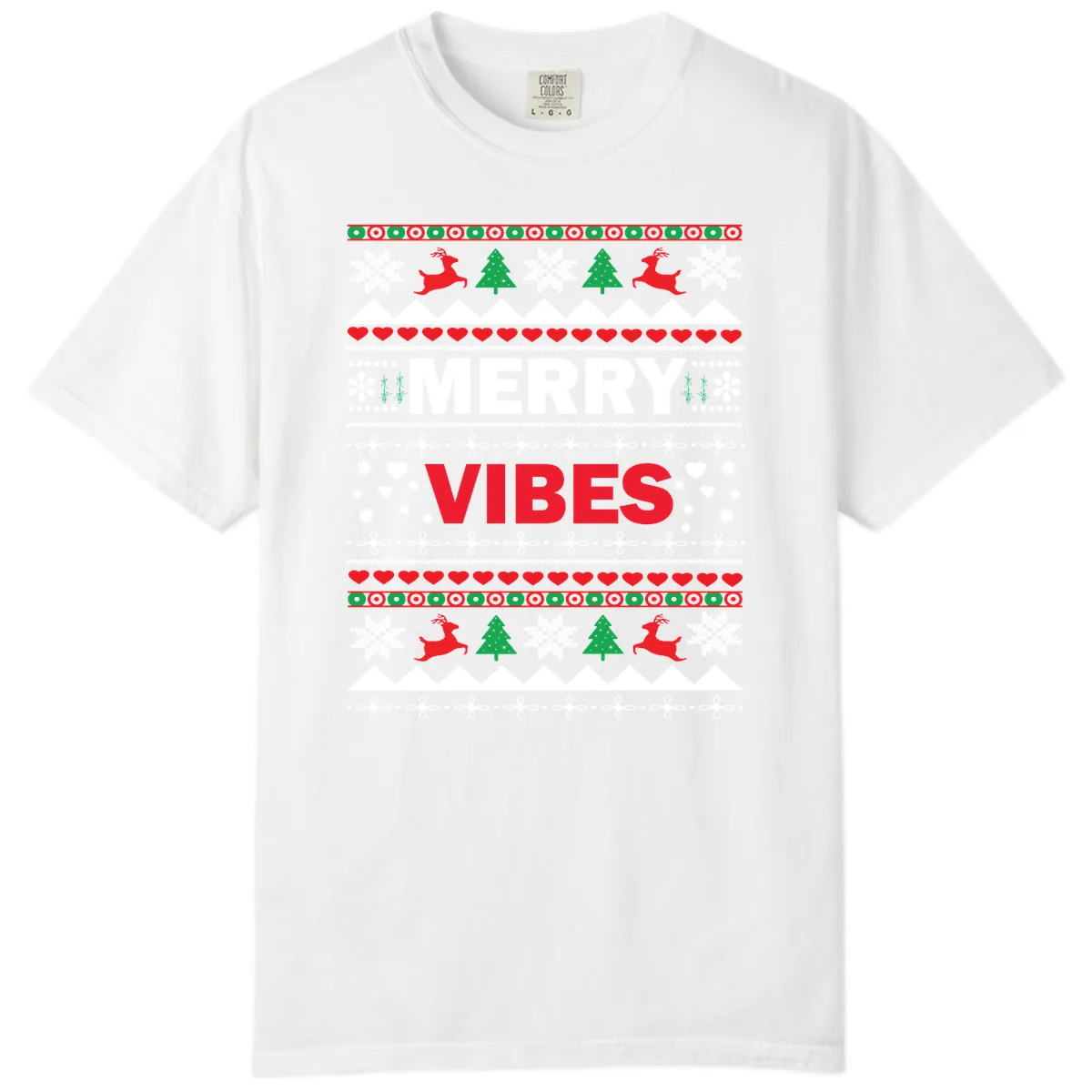 Merry Vibes Ugly Christmas Sweater Comfort Color in White