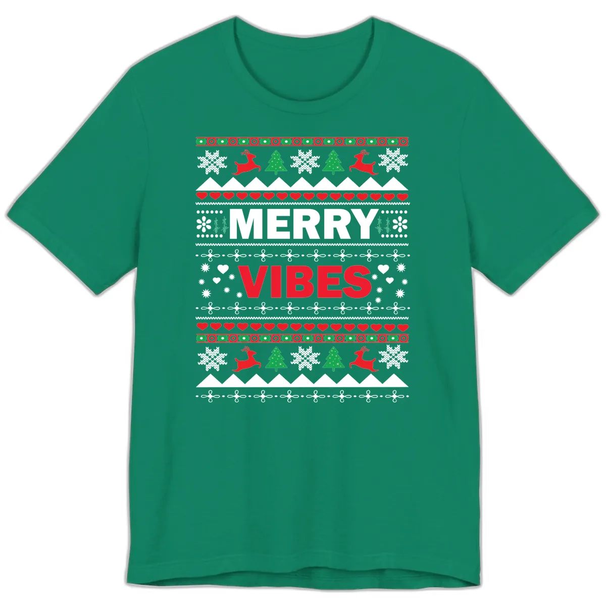 Merry Vibes Ugly Christmas Sweater Premium T-Shirt in Kelly