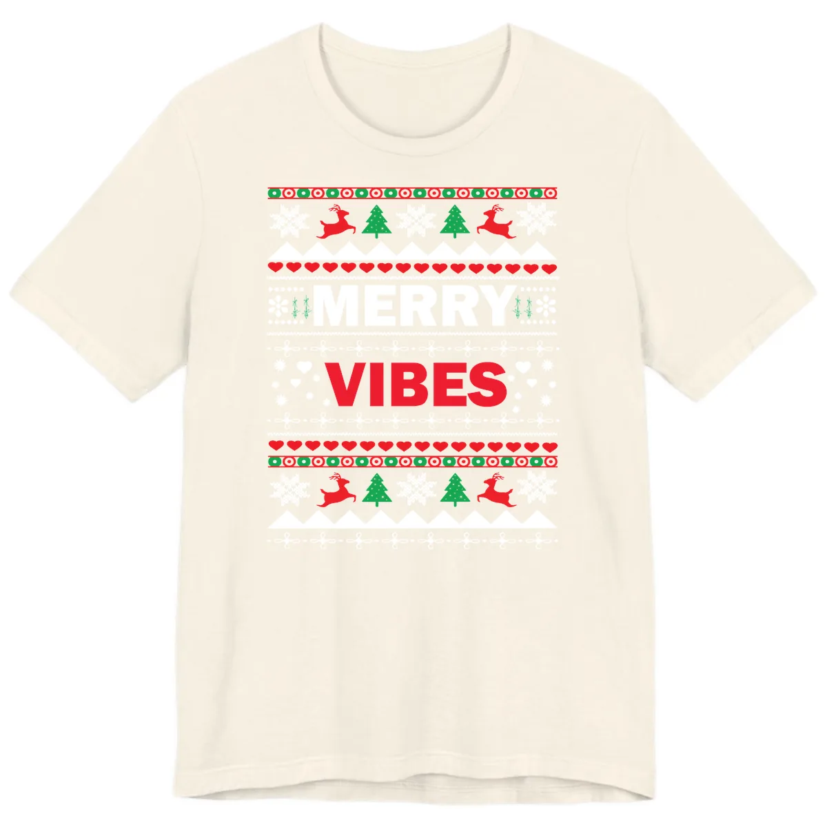Merry Vibes Ugly Christmas Sweater Premium T-Shirt in Natural