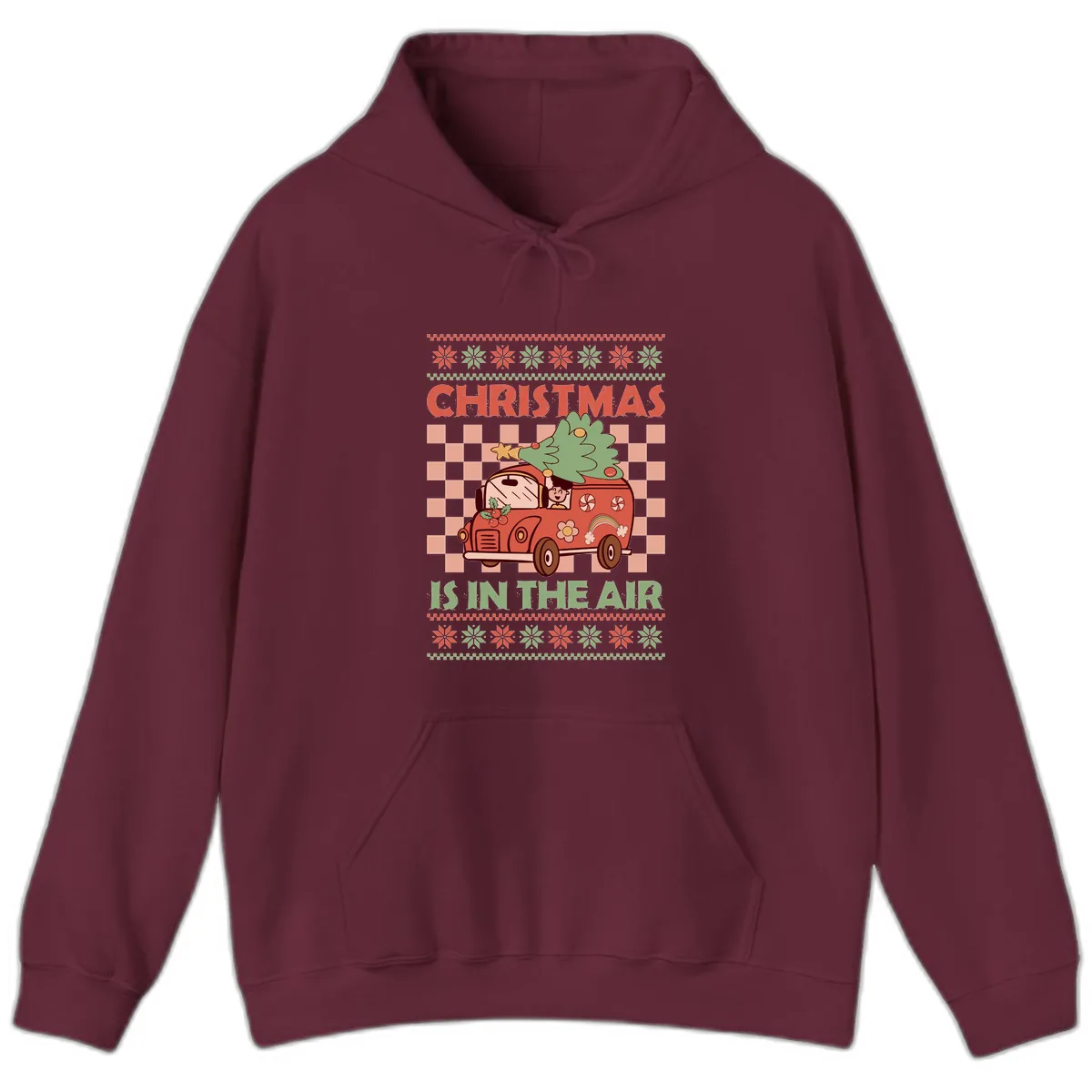 Christmas Is In The Air Van Hoodie in Maroon