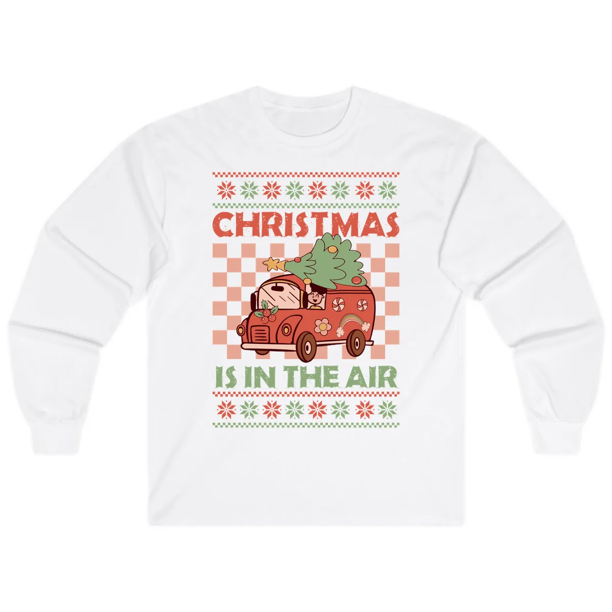 Christmas Is In The Air Van Long Sleeve in White