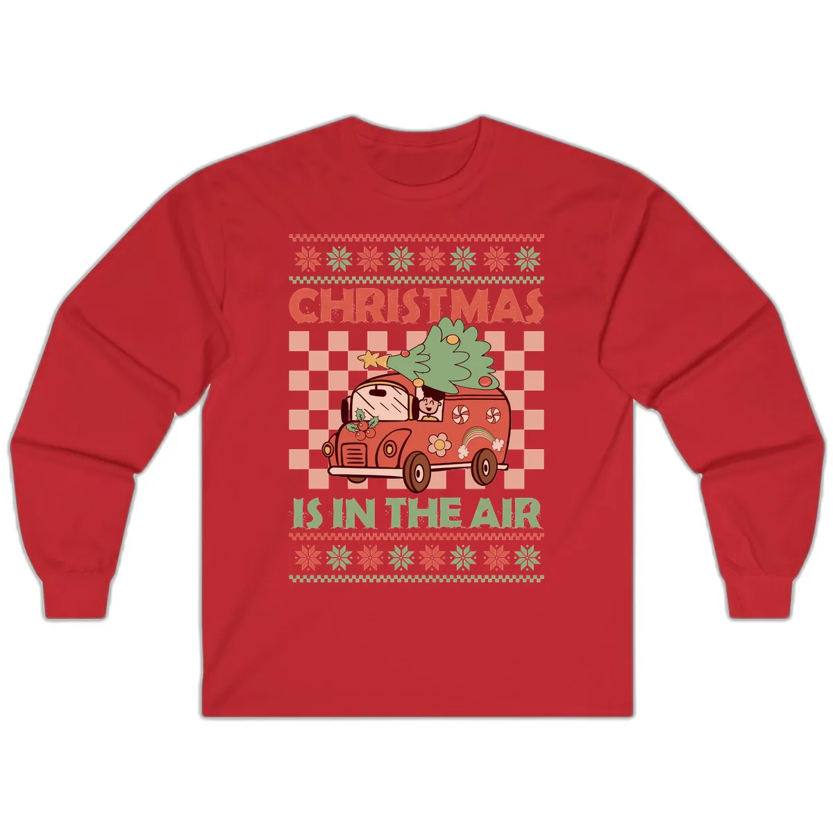 Christmas Is In The Air Van Long Sleeve in Red