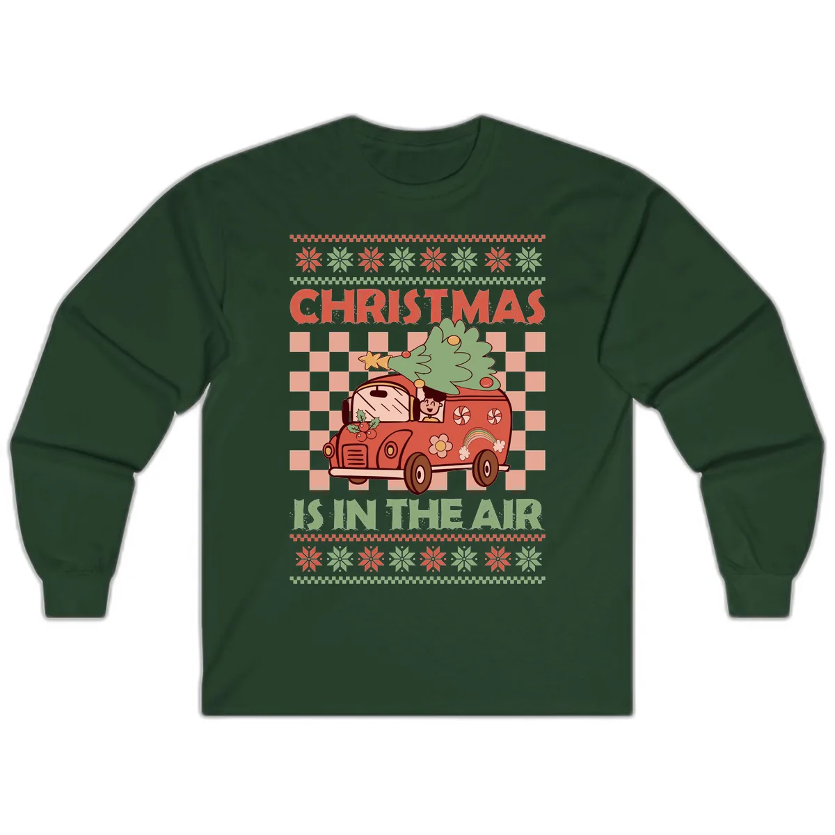 Christmas Is In The Air Van Long Sleeve in Forest Green