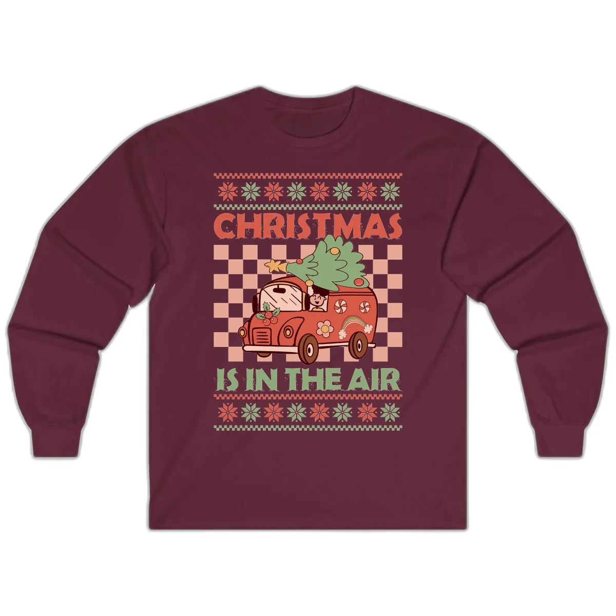 Christmas Is In The Air Van Long Sleeve in Maroon