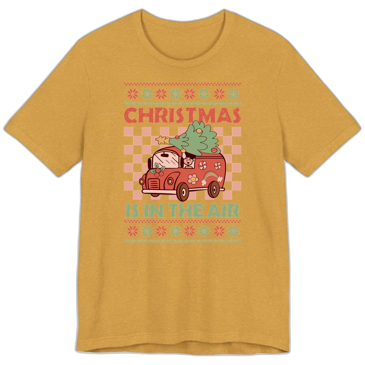 Christmas Is In The Air Van Premium T-Shirt in Heather Mustard