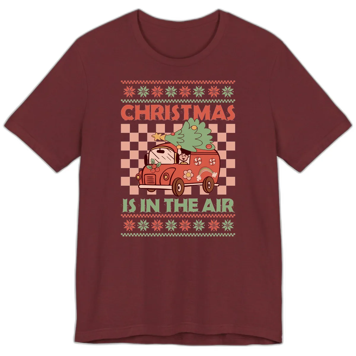 Christmas Is In The Air Van Premium T-Shirt in Heather Cardinal