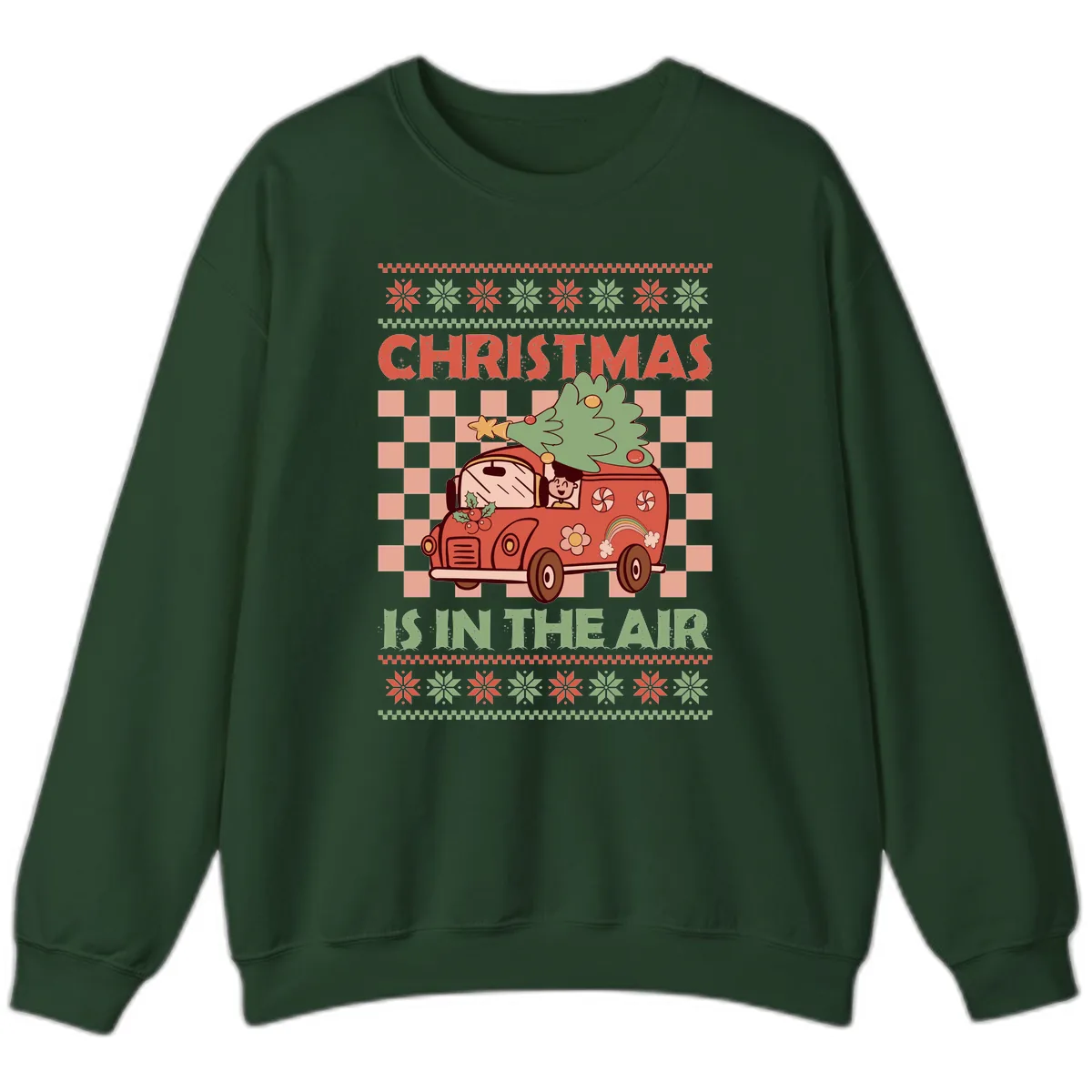 Christmas Is In The Air Van Sweatshirt in Forest Green