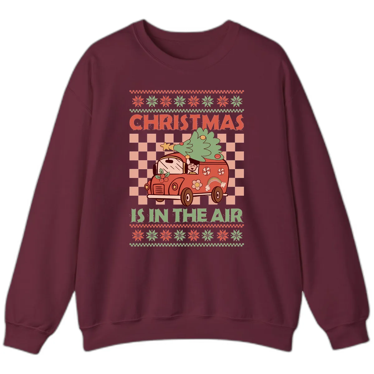 Christmas Is In The Air Van Sweatshirt in Maroon