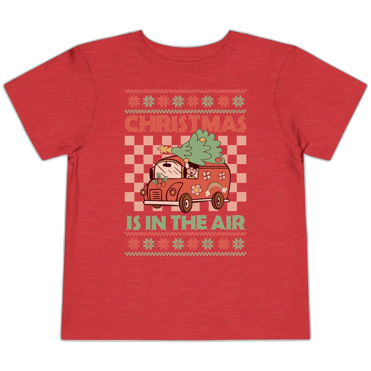 Christmas Is In The Air Van Toddler T-Shirt in Heather Red