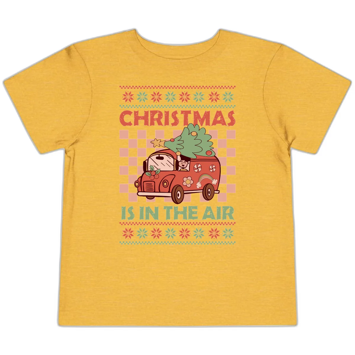 Christmas Is In The Air Van Toddler T-Shirt in Heather Yellow Gold
