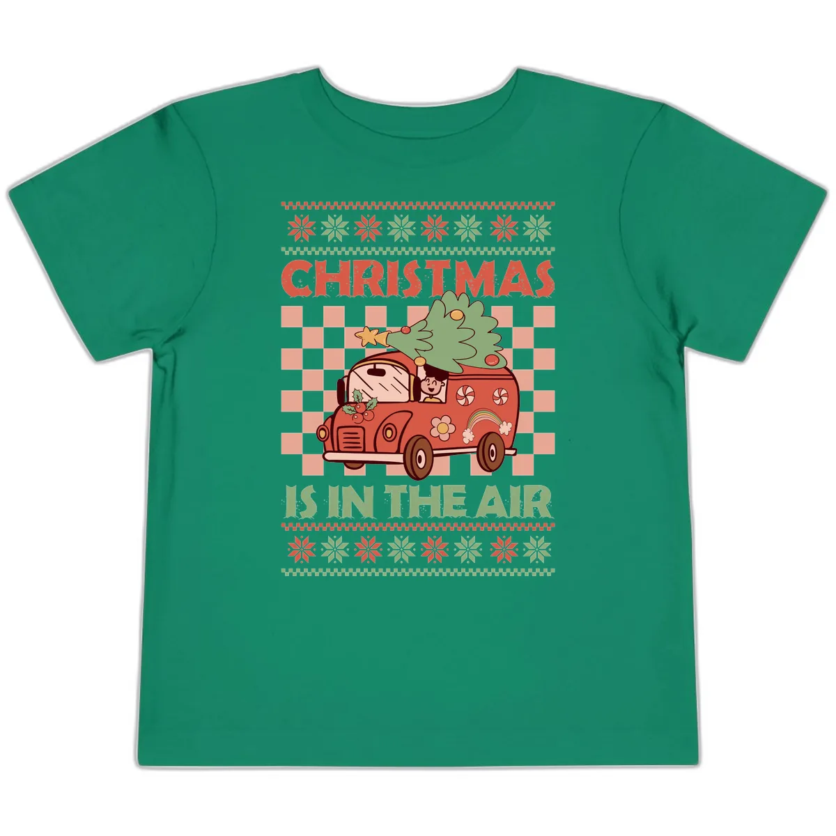 Christmas Is In The Air Van Toddler T-Shirt in Kelly