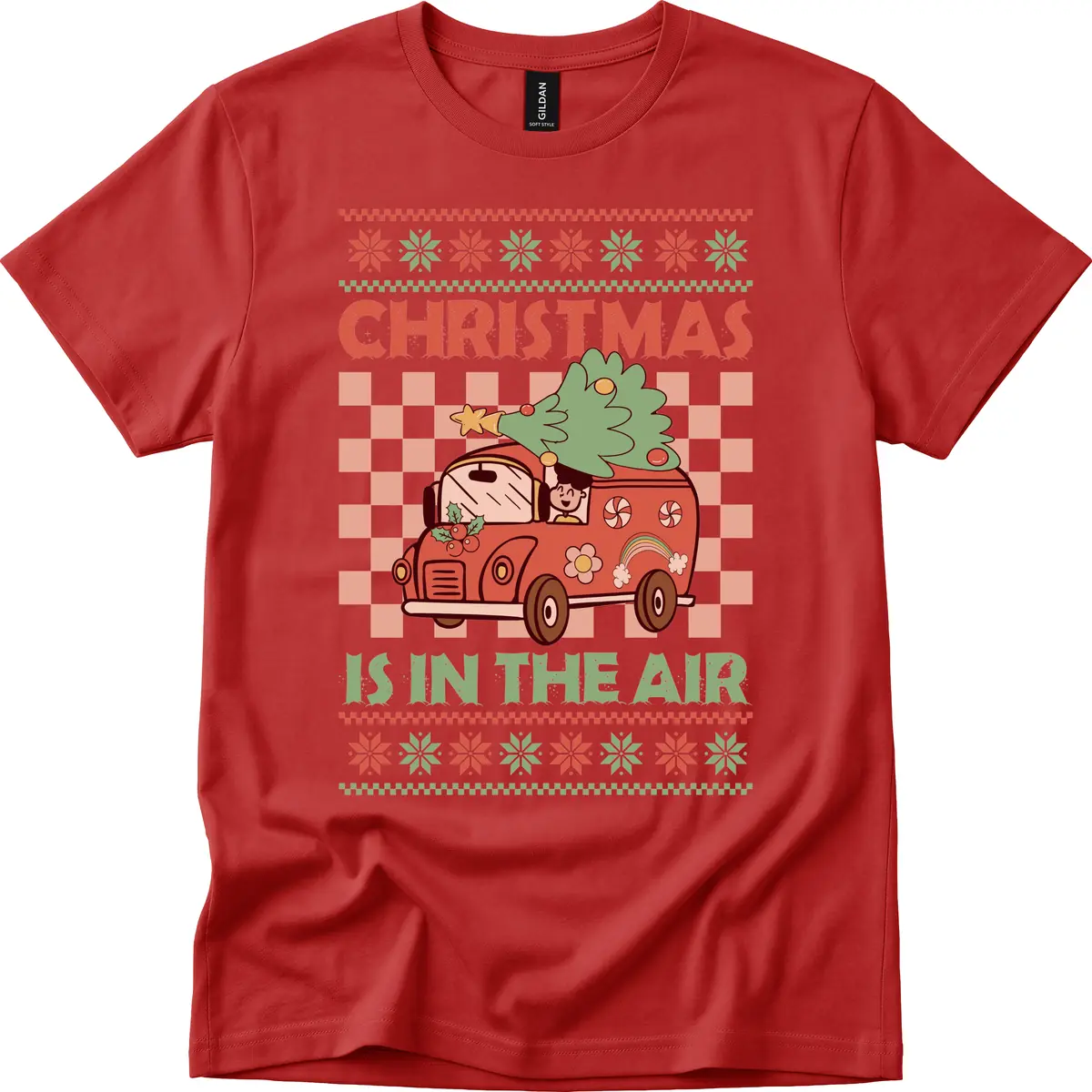 Christmas Is In The Air Van T-Shirt in Red