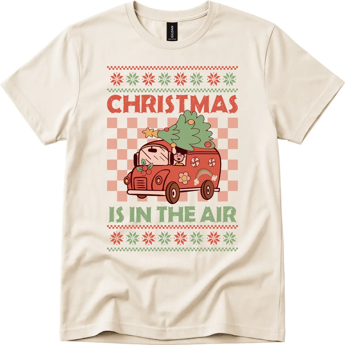Christmas Is In The Air Van T-Shirt in Natural